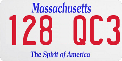 MA license plate 128QC3