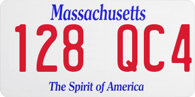 MA license plate 128QC4
