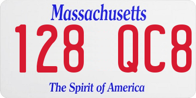MA license plate 128QC8