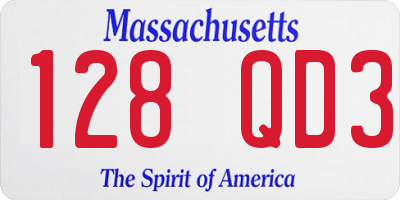 MA license plate 128QD3