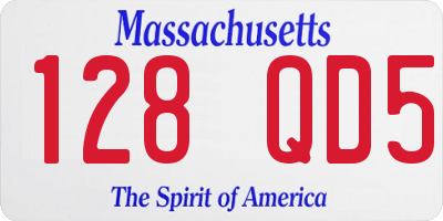 MA license plate 128QD5