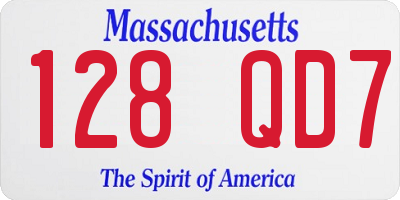 MA license plate 128QD7