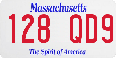 MA license plate 128QD9