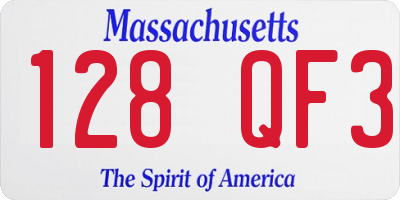 MA license plate 128QF3