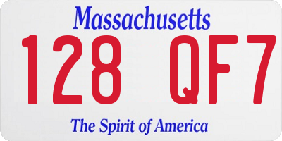 MA license plate 128QF7