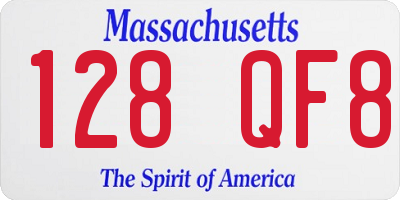 MA license plate 128QF8