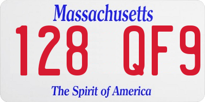 MA license plate 128QF9