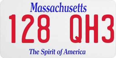 MA license plate 128QH3