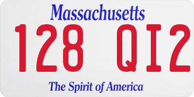 MA license plate 128QI2