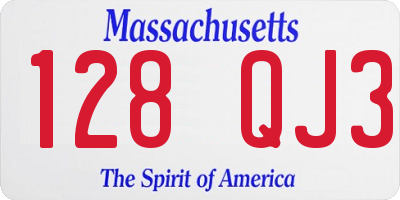 MA license plate 128QJ3