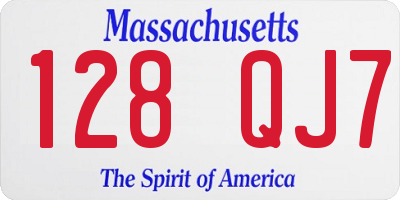MA license plate 128QJ7