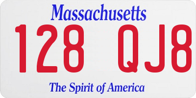 MA license plate 128QJ8