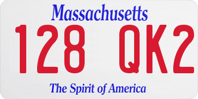 MA license plate 128QK2