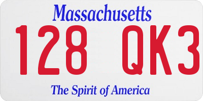 MA license plate 128QK3
