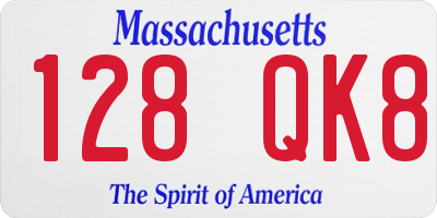 MA license plate 128QK8