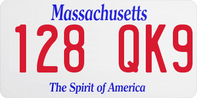 MA license plate 128QK9
