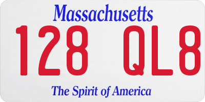 MA license plate 128QL8