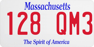 MA license plate 128QM3
