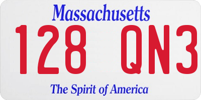 MA license plate 128QN3