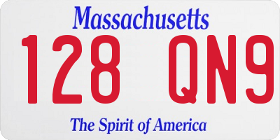 MA license plate 128QN9