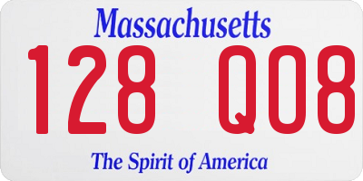 MA license plate 128QO8