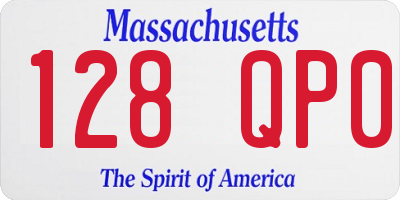 MA license plate 128QP0