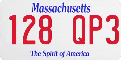 MA license plate 128QP3