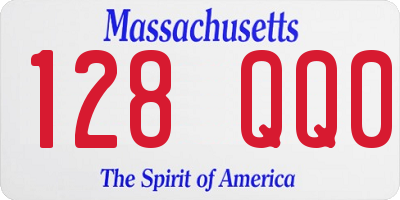 MA license plate 128QQ0