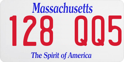 MA license plate 128QQ5