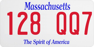 MA license plate 128QQ7