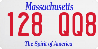 MA license plate 128QQ8