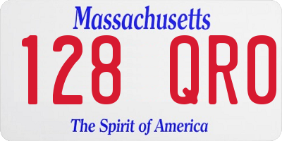 MA license plate 128QR0