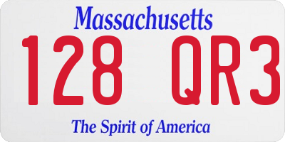 MA license plate 128QR3