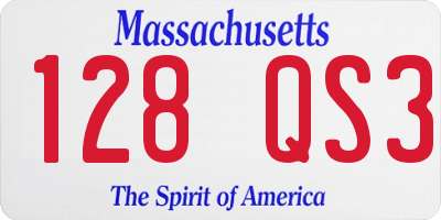MA license plate 128QS3