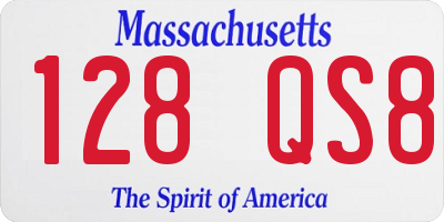 MA license plate 128QS8