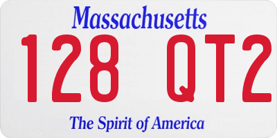 MA license plate 128QT2