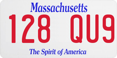 MA license plate 128QU9