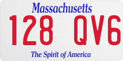 MA license plate 128QV6