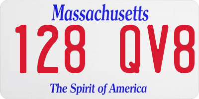 MA license plate 128QV8