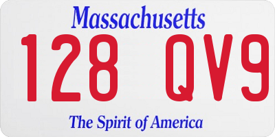 MA license plate 128QV9