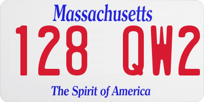 MA license plate 128QW2
