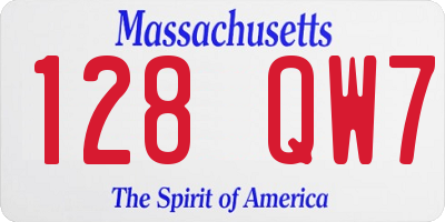 MA license plate 128QW7