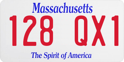 MA license plate 128QX1