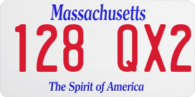 MA license plate 128QX2