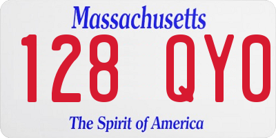 MA license plate 128QY0