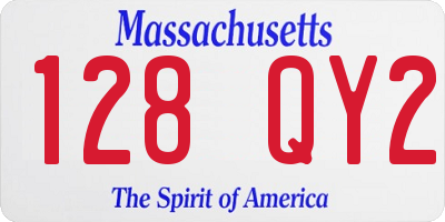 MA license plate 128QY2