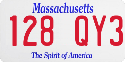 MA license plate 128QY3