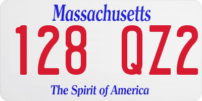 MA license plate 128QZ2