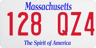 MA license plate 128QZ4