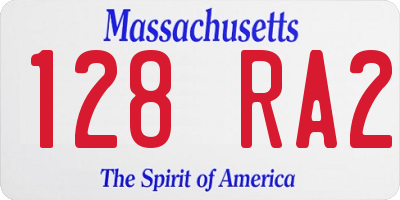 MA license plate 128RA2